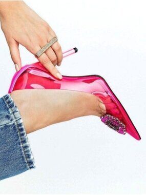 Good American Pink Cinderella Lucite Pump 36